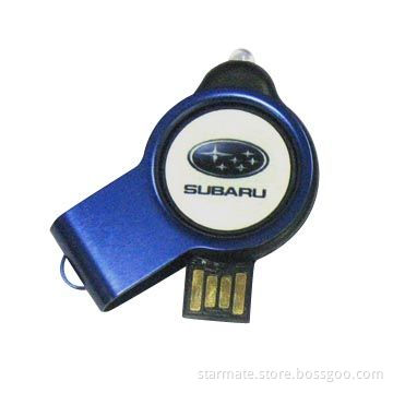 Swivel USB Flash Drive, 64MB to 32GB, LED Light, 20 x 20mm Printing Area